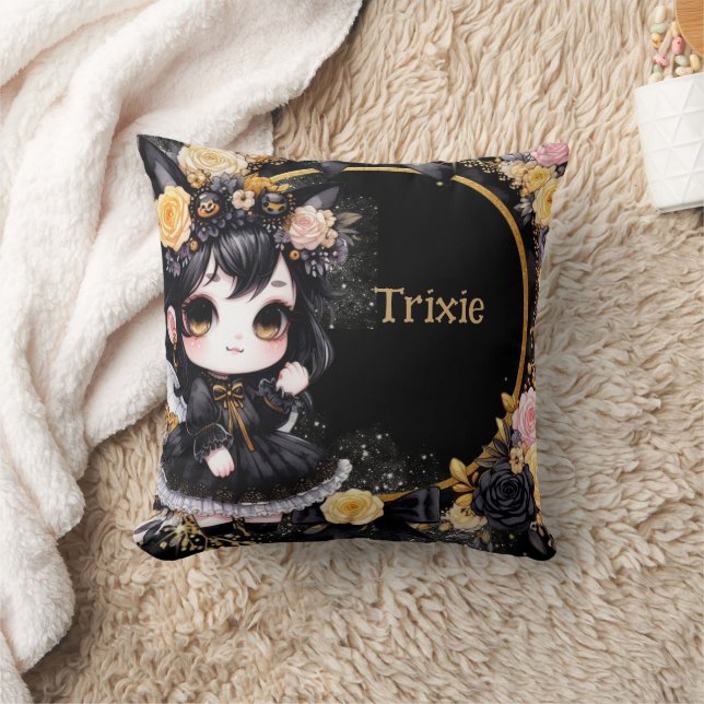 Coussin Kawaii Girls Goth mignon Décor personnalisé Anime  (Couverture)