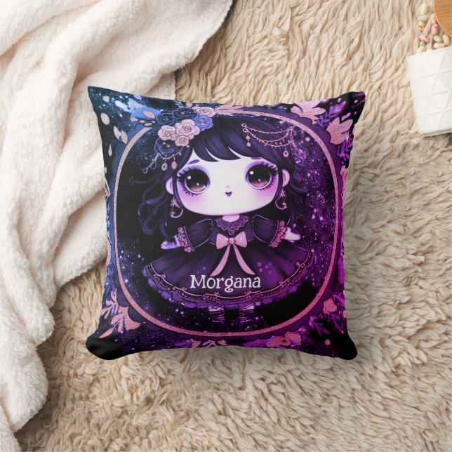 Coussin Kawaii Goth Girls Cute Personnalisé Gothique Chibi (Couverture)