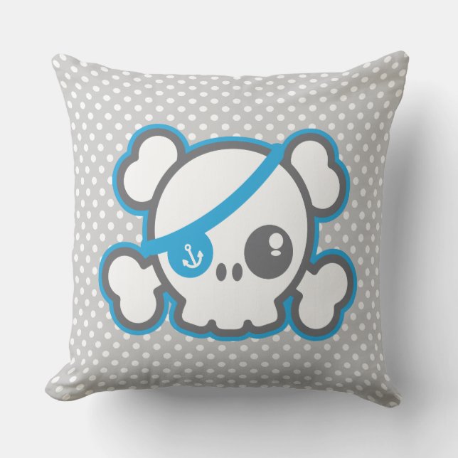 Coussin Kawaii Pirate Skull Thlow Pillow (Recto)