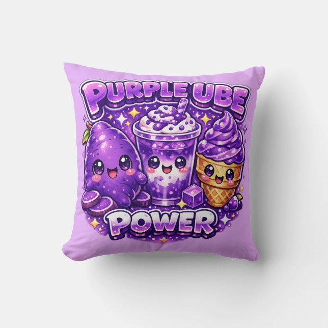 Coussin kawaii Power Ube Violet (Recto)