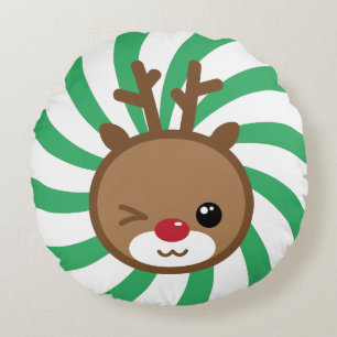 Coussin Kawaii Reindeer Round Pouf