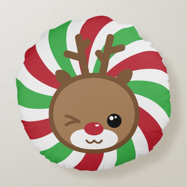 Coussin Kawaii Reindeer Round Pouf (Dos)