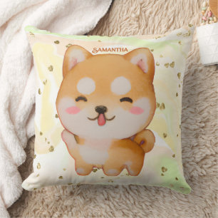 Coussin Kawaii Smiling Cartoon Style Shiba Inu