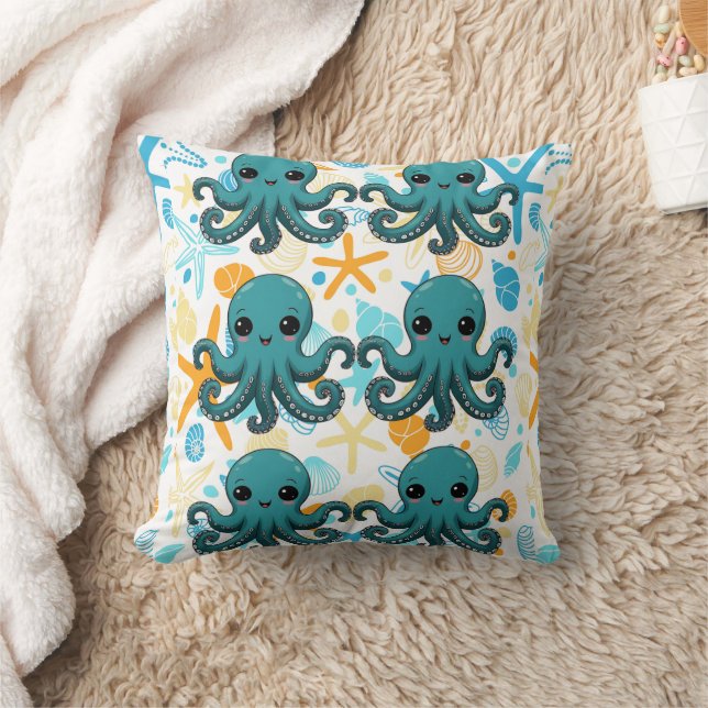Coussin Kawaii sous la pieuvre de mer (Couverture)