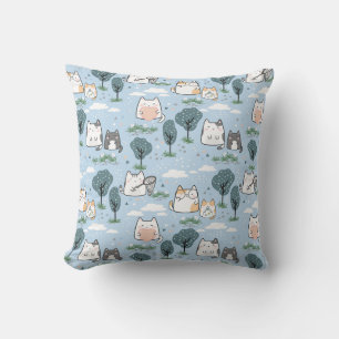 Coussin Kawaii Spring Chats Motif de la nature