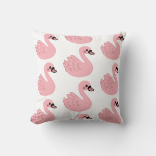 Coussin Kawaii Swan rose - Joli dessin animé animal