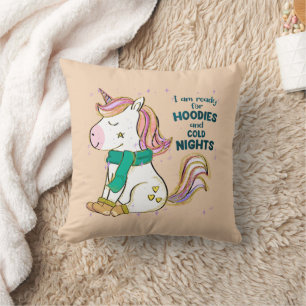 Coussin Kawaii Unicorn Hiver et Sweat - shirt à capuche