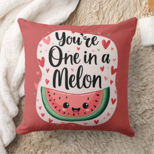 Coussin Kawaii "You're One in a Melon" Cute Watermelon Pun