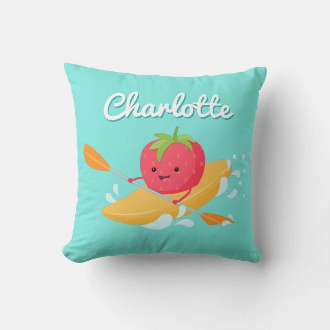 Coussin Kayaking Cute fraise (Recto)