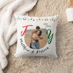 Coussin Keepsaké Couples Photo White Joy Festive Noël