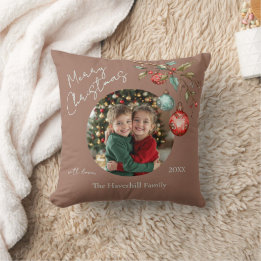 Coussin Keepsake Photo Elegant Watercolor Christmas