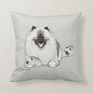 Coussin Keeshond avec des chiots