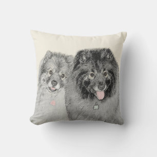 Coussin Keeshond Maman et Son Peinture - Art Chien origina
