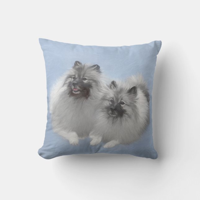Coussin Keeshond Paire de Kees Peinture Art animal origina (Recto)