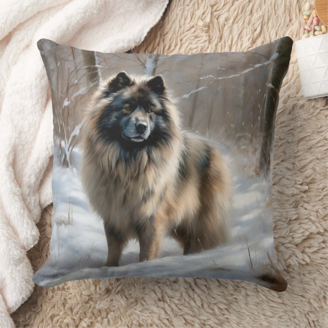 Coussin Keeshond Qu'Il Neige Noël (Couverture)