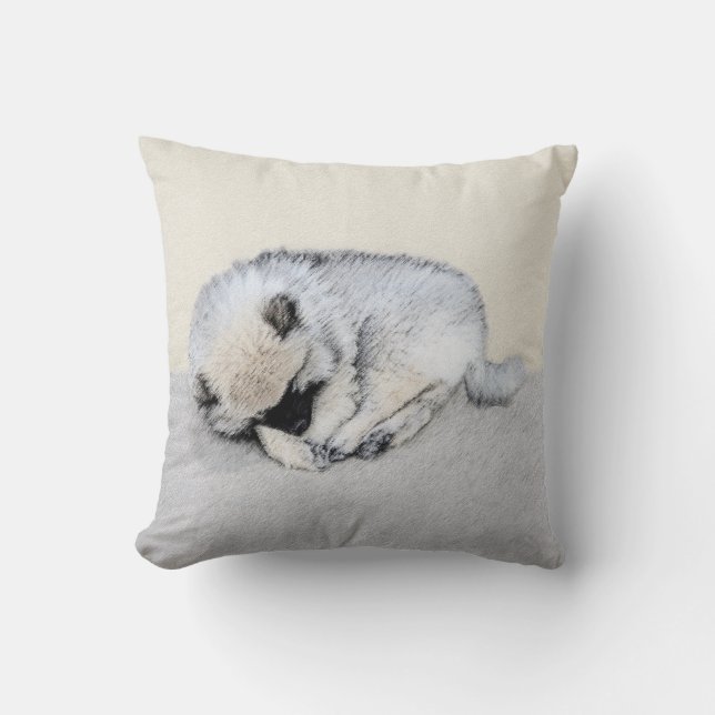 Coussin Keeshond Sleeping Puppy Peinture Chien Art origina (Recto)
