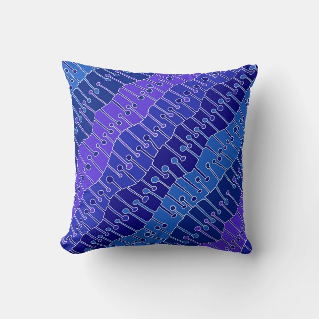 Coussin Keet Seel dans le pourpre, le bleu et le blanc (Recto)