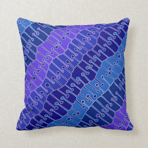 Coussin Keet Seel dans le pourpre, le bleu et le blanc