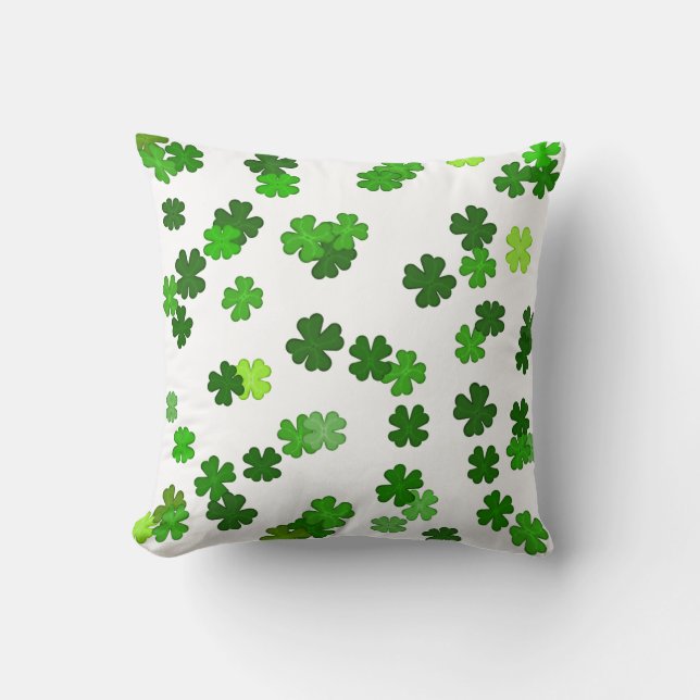 Coussin Kelly green "Shamrocks en train de tomber" (Recto)