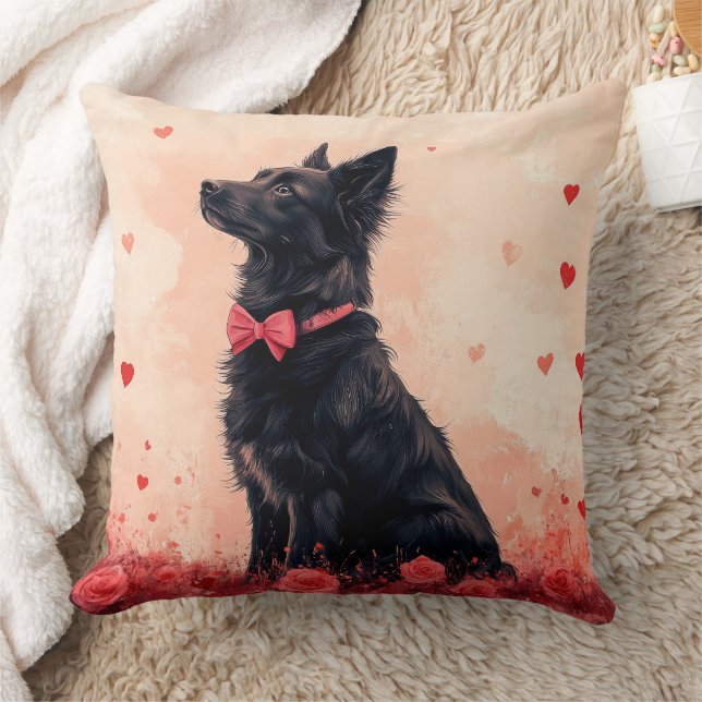 Coussin Kelpie australienne avec Roses - Saint Valentin (Couverture)