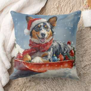 Coussin Kelpie australienne dans Sledge laissez-le neiger 
