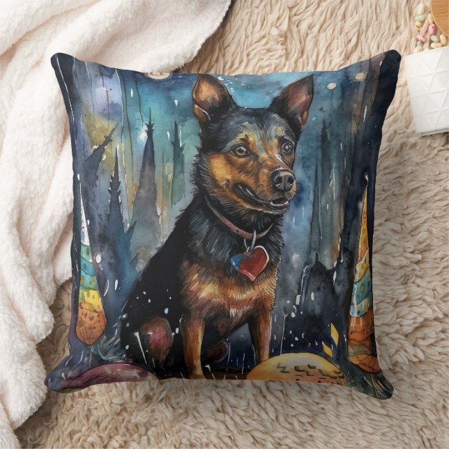 Coussin Kelpie australienne d'Halloween avec la peur Citro (Couverture)