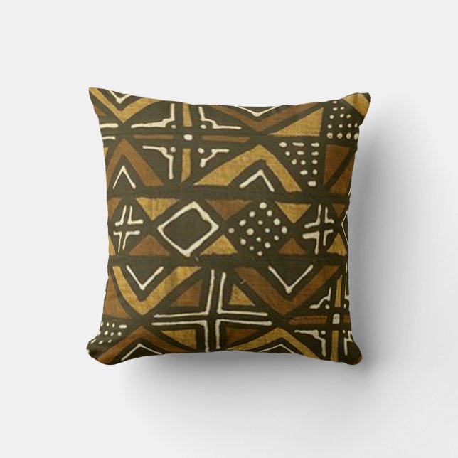 Coussin kenyan de motif de tissu de boue (Recto)