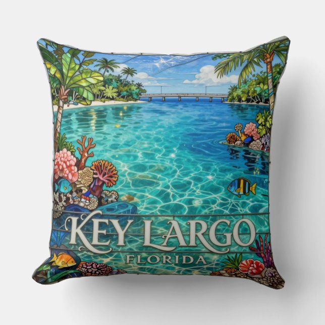 Coussin Key Largo Floride Paysage Marin 🐠 (Recto)