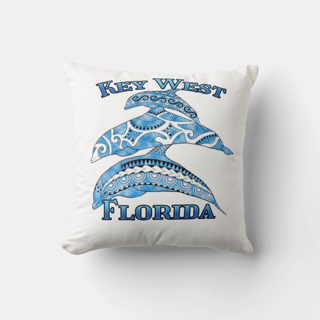 Coussin Key West Florida Vacances Dauphins Tribaux (Recto)