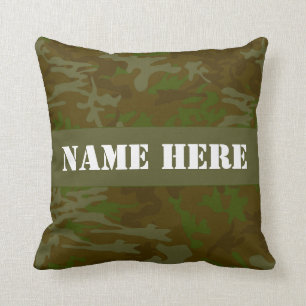 Coussin Khaki Camo Vert Nom personnalisé Jeu d'oreiller
