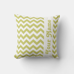 Coussin Khaki Safari Chevron avec texte personnalisé