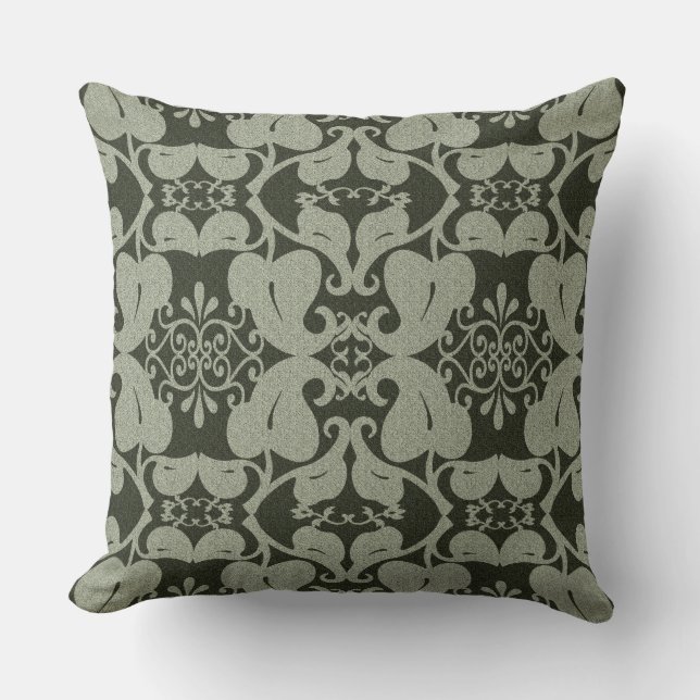 Coussin Khaki Vert moderne élégant Motif feuille (Recto)