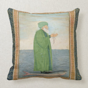 Coussin Khawa Khizir Khan montant sur un poisson, du petit