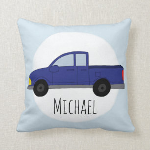 Coussin Kids Cute Blue Pickup Camion Garçons Nom Nursery