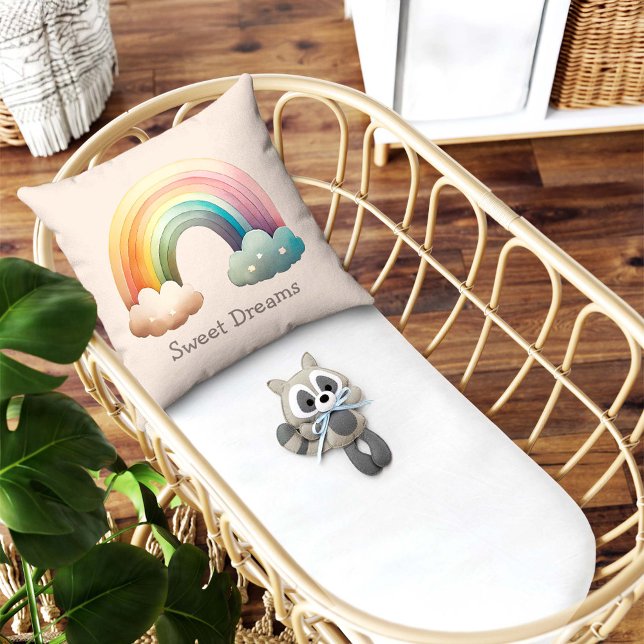 Coussin Kids Whimsical Pastel Rainbow in Clouds (Créateur téléchargé)