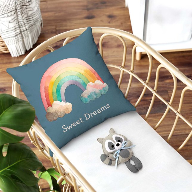 Coussin Kids Whimsical Pastel Rainbow in Clouds (Créateur téléchargé)