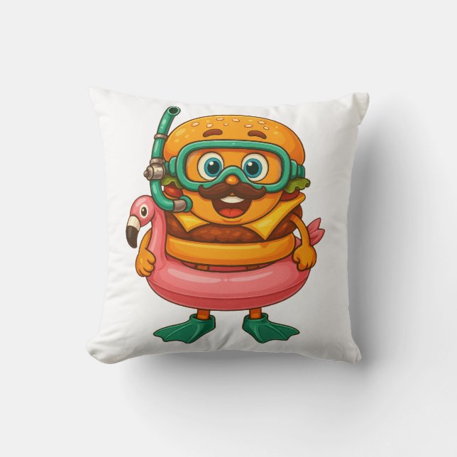 Coussin KikiBurger – Édition Flamingo Snorkel (Recto)