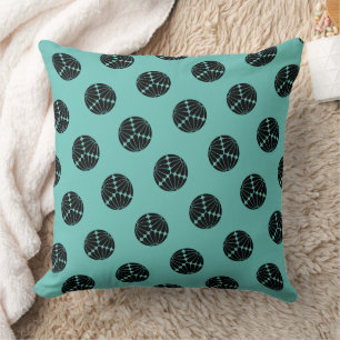 Coussin Kiku Chrysanthemum Mon Noir Turquoise Oriental Art