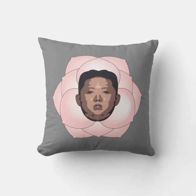 Coussin Kim Jong Un sur Magnolia sur Grey (Recto)