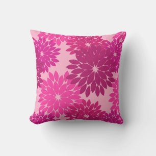 Coussin Kimono floral moderne Imprimer, rose, fuchsia et v