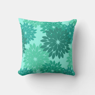 Coussin Kimono Floral moderne Imprimer, Turquoise, Turquoi