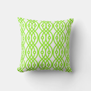 Coussin Kimono imprimé, vert citron et blanc