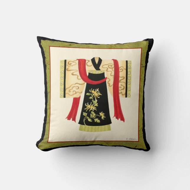 Coussin Kimono japonais traditionnel avec imprimé floral (Recto)