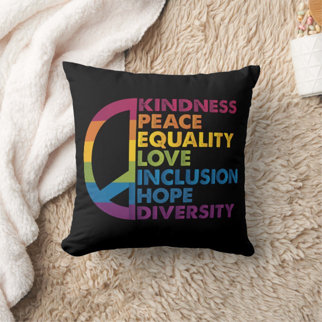 Coussin Kindness Peace Equality Love Inclusion Hope Divers (Couverture)