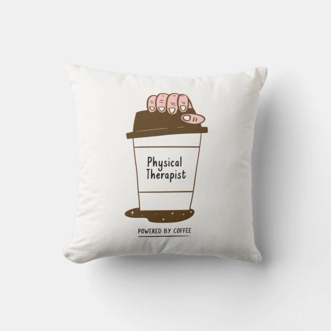 Coussin Kinésithérapeute Propulsé Par Le Café (Recto)