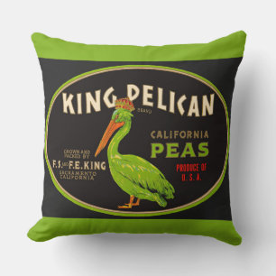 Coussin King Pelican California pois crate étiquette