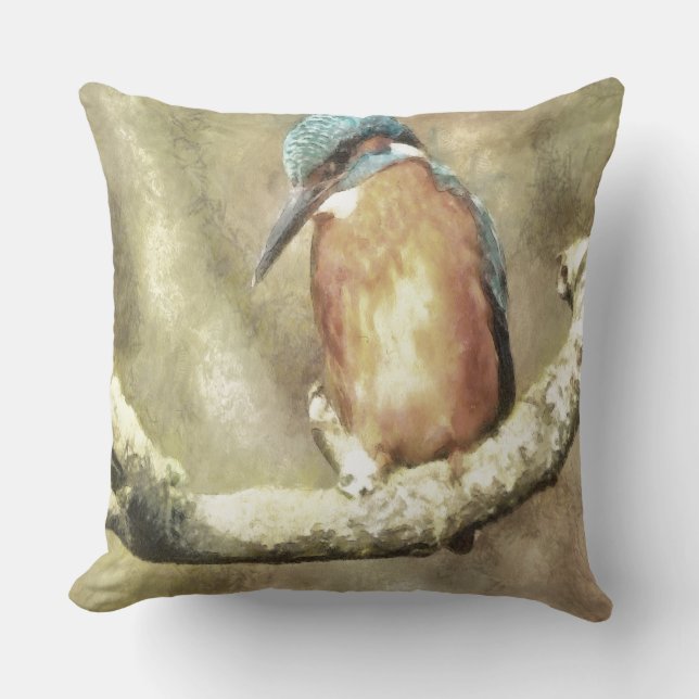 Coussin Kingfisher Étonnant En Aquarelle (Recto)
