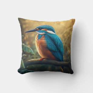 Coussin Kingfisher Majestic : L'art vibrant de la nature