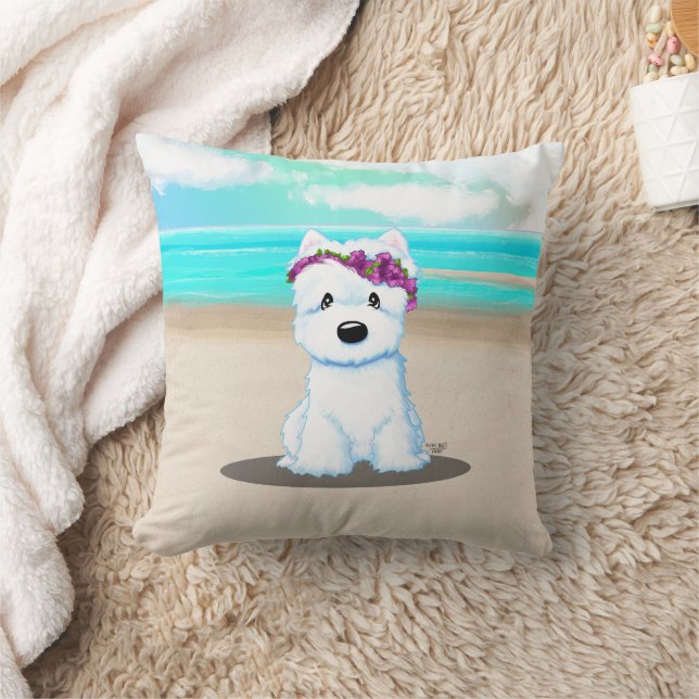 Coussin KiniArt™️ Westie Fleur de Plage (Couverture)