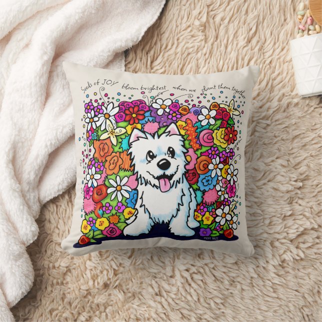 Coussin KiniArt Westie Jardin Joyeux (Couverture)
